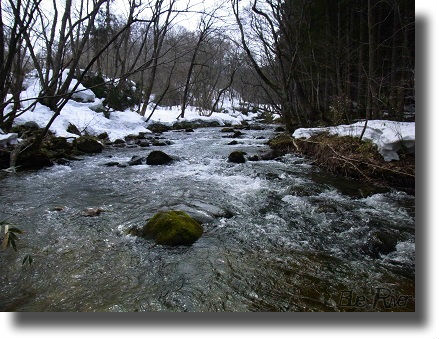 雪解け水が流れる渓流
